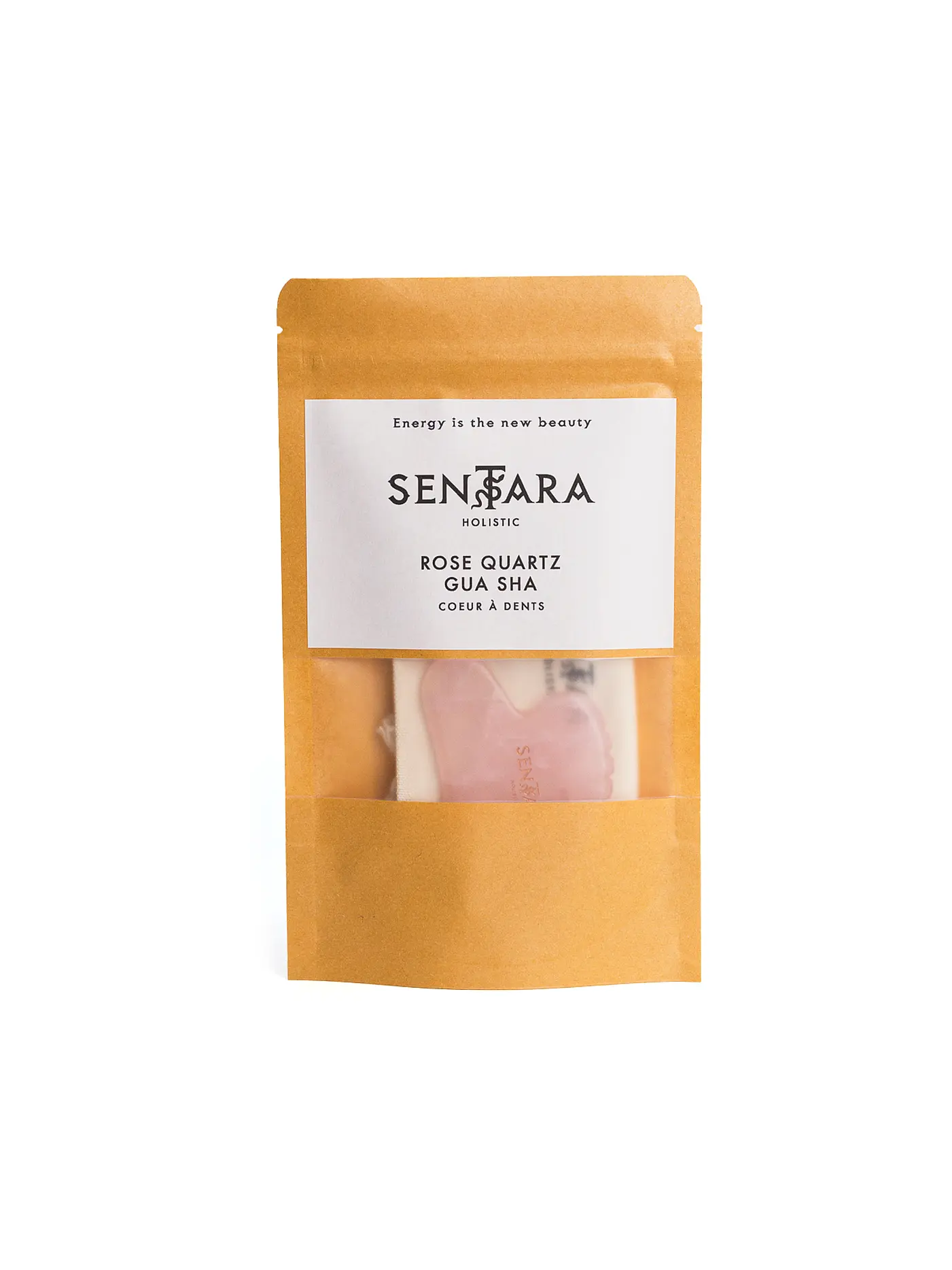 SENTARA | Massagestein - Gua Sha Herz mit Zähnen Rose Quartz | 